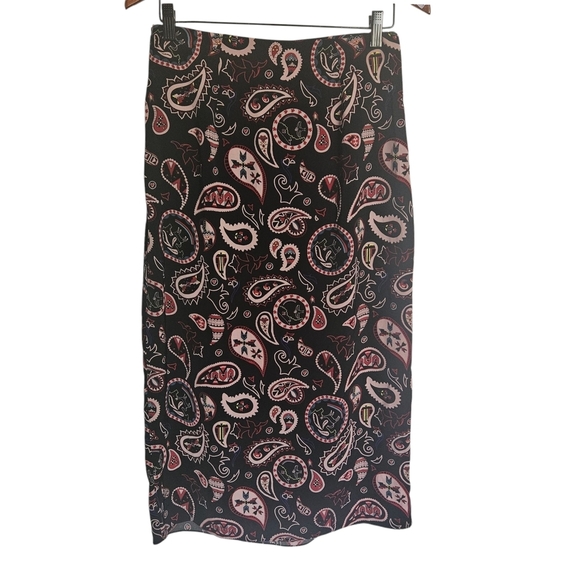 Ted Baker London Black and Pink Paisley Midi Skirt - Picture 2 of 12
